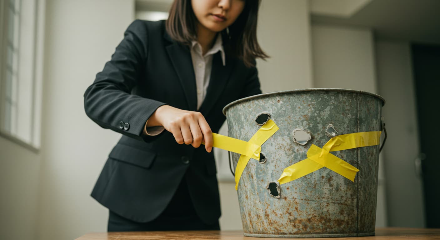 穴を塞ぐイメージ